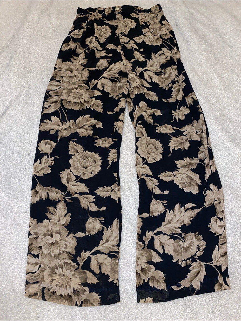 Vintage 90s Bentley Arbuckle Floral Wide Leg Pants High Waisted Pleated 12